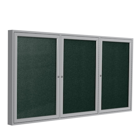 Ghent Enclosed Bulletin Board, 3 Door, Vinyl, 4 ft H x 8 ft W, Ebony PA34896VX-183